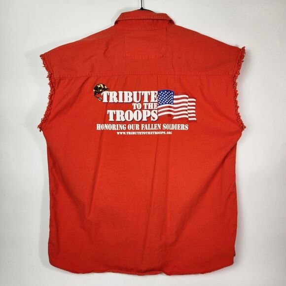Tribute To Troops Vest Mens 2XL Motorcycle Punk Army Grunge Bikercore Distressed - Picture 1 of 15